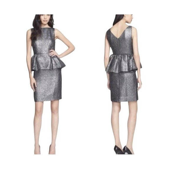 Kate Spade Dresses & Skirts - Kate Spade Andi Metallic Peplum Dress 4 Glitters Gunmetal Silver‎